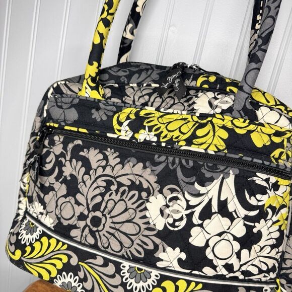 Retired Vera Bradley BAROQUE Large Weekender Travel Bag Green Black - Picture 5 of 11